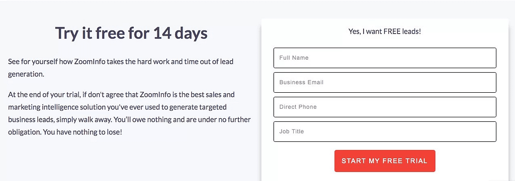 ZoomInfo makeover CTA