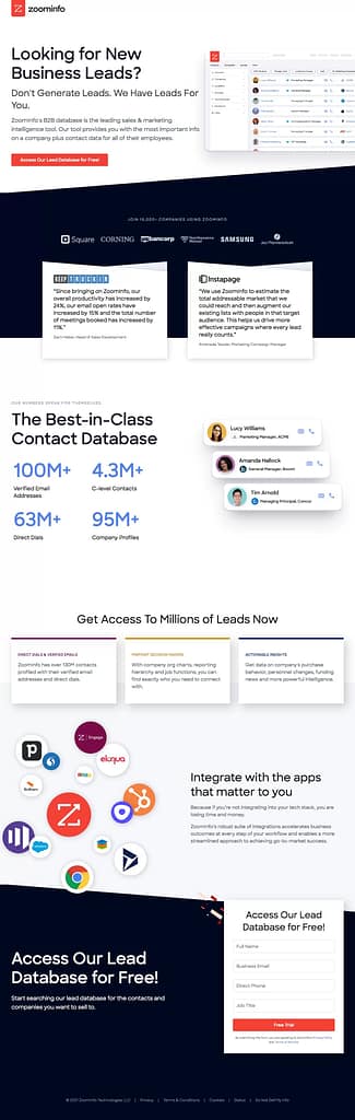 Existing ZoomInfo page