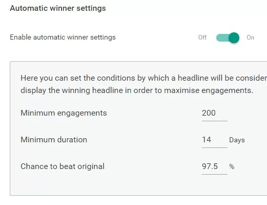 Automatic Winner Settings