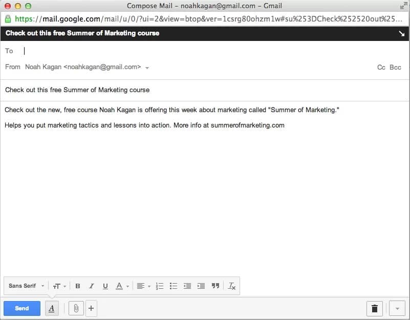 The email is already filled out