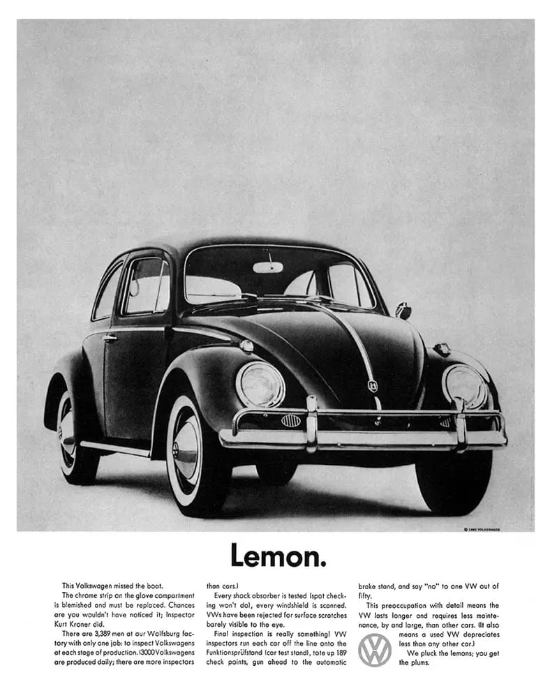 VW Lemon Ad hooks reader